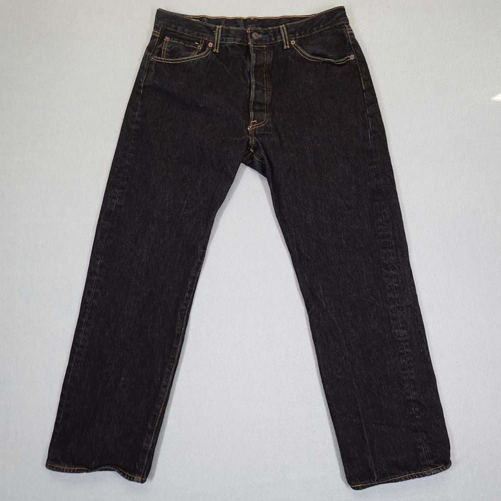 Levi's 501 Jeans Men 36x32 Black Original Fit Straight Leg Denim Pants Casual